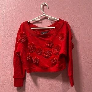 MAEVE By Anthropologie Maeve Three dimensional Floral Crop Sweatshirt Size Small